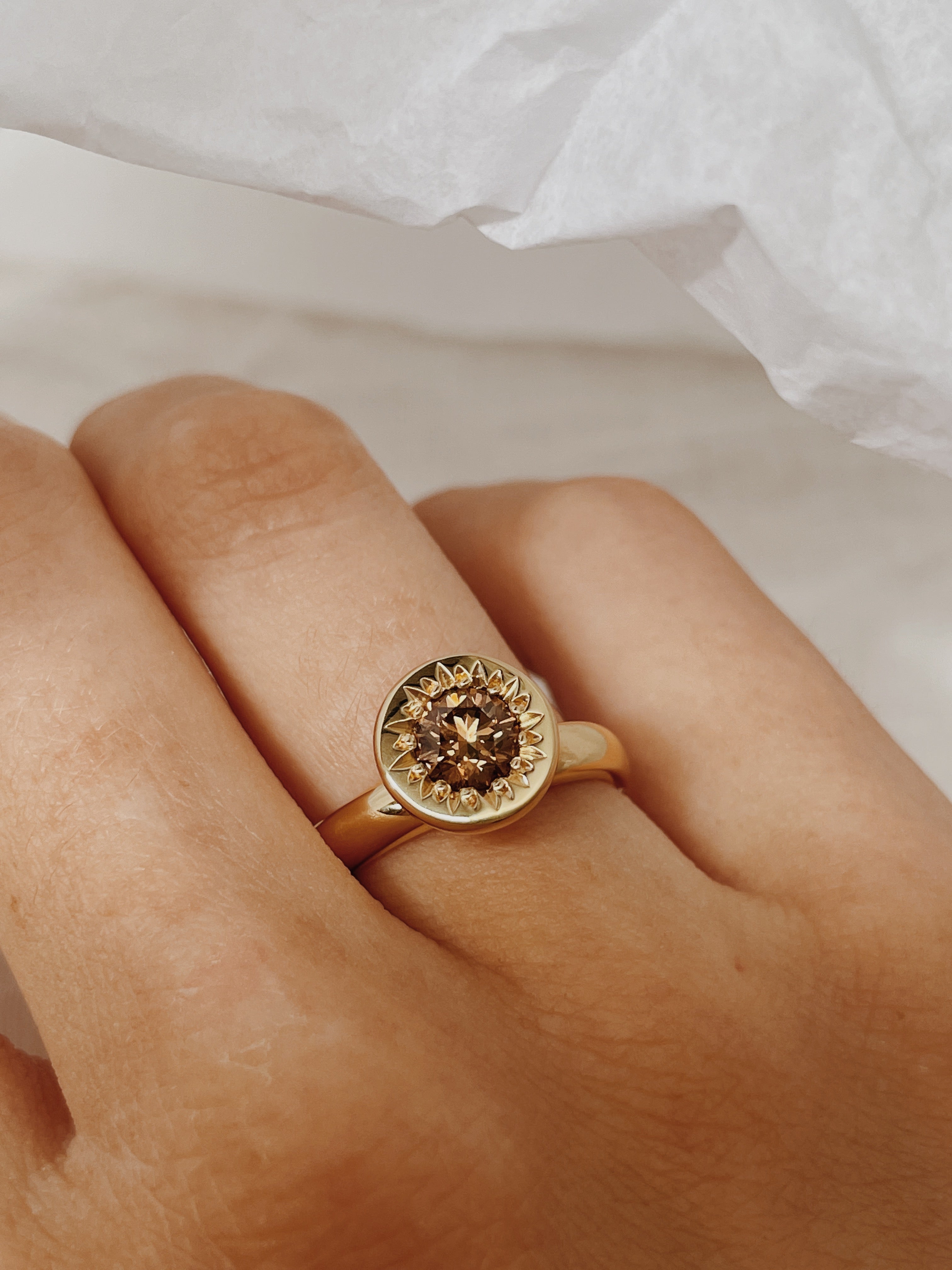 Michaela's Champagne Diamond Solis Ring - RUUSK