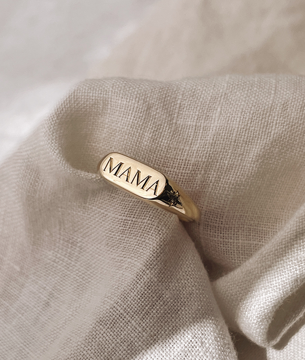 Hand Engraved MAMA Oval Signet ring