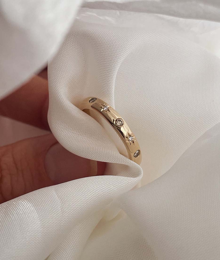 Moon Stars solid gold ring RUUSK jewellery - Main Image