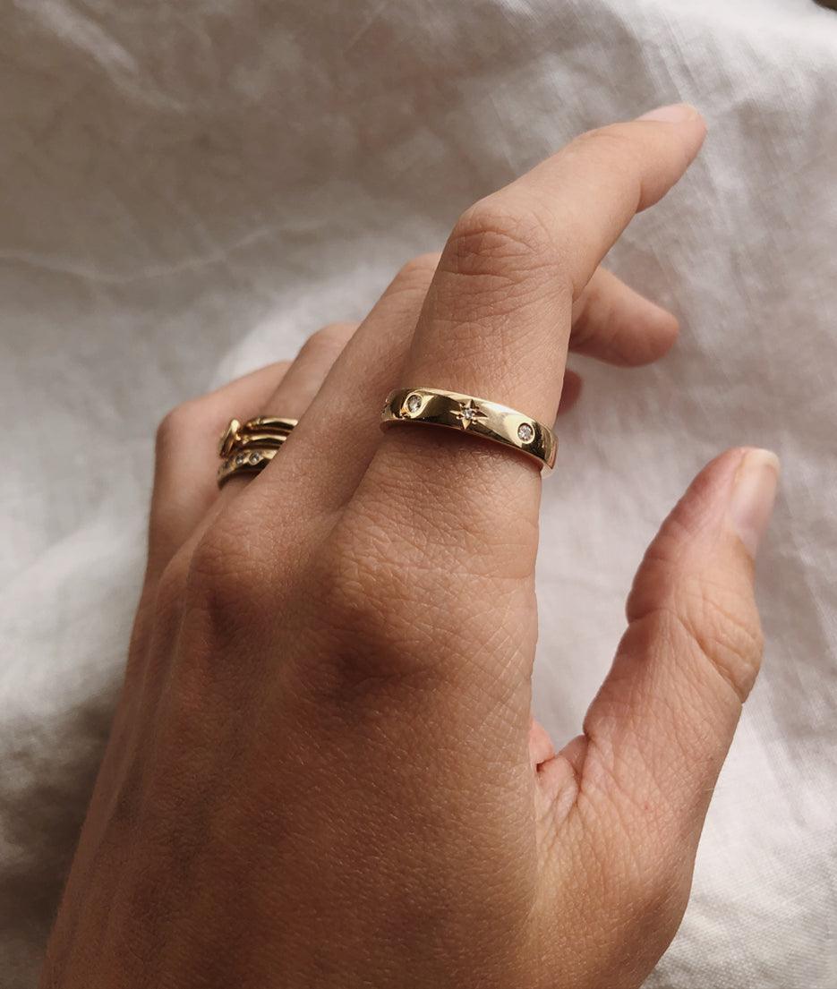 Moon & Stars 4mm Square ring - RUUSK