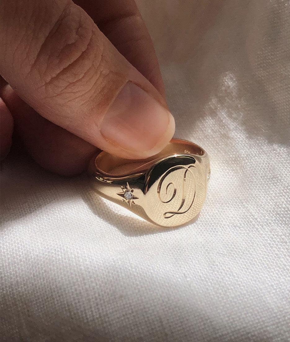 Hand Engraved Classic Signet Large