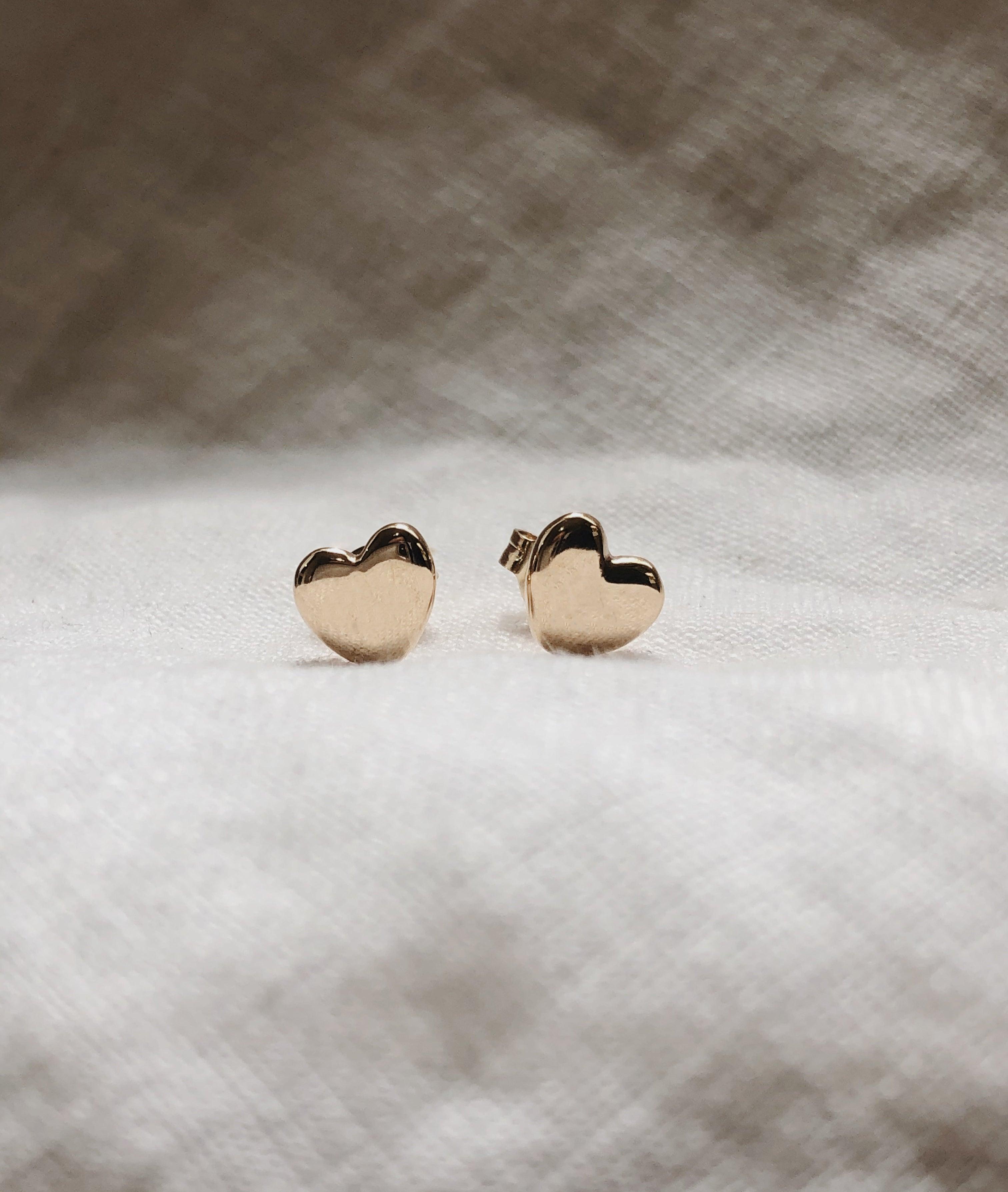 Yellow Gold Plain Heart Stud earrings - RUUSK