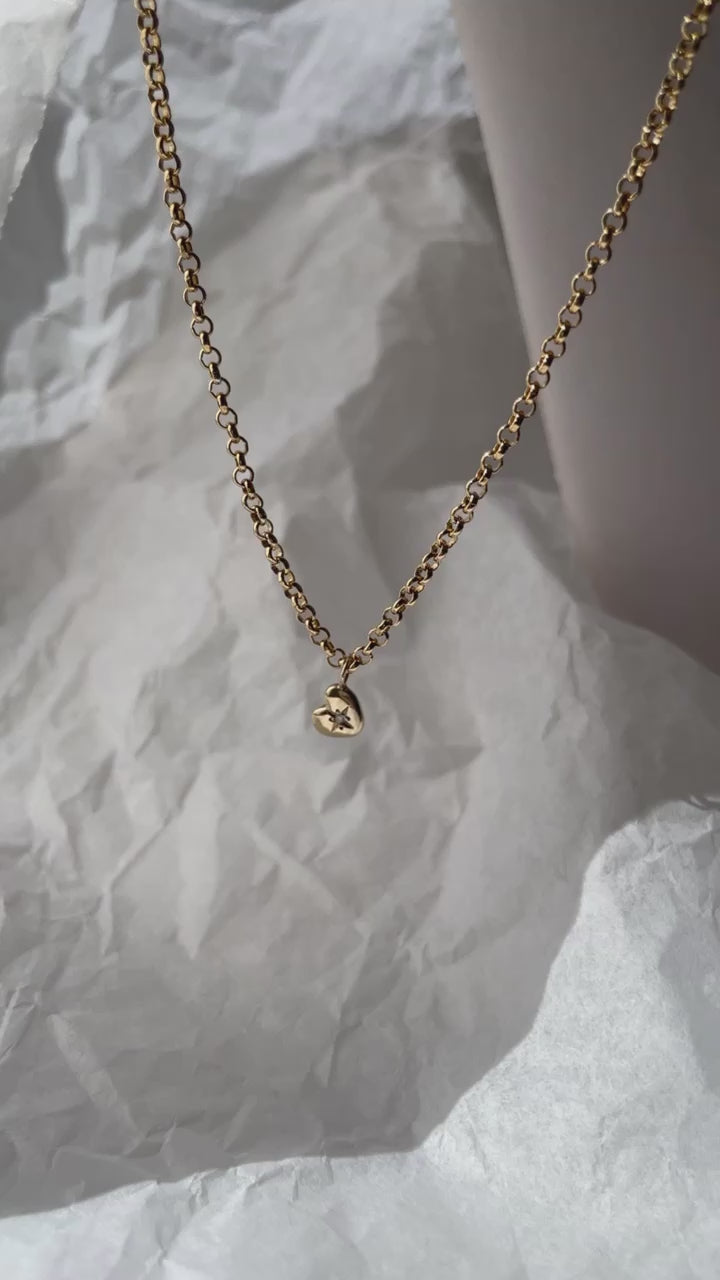Load video: Tiny Heart of Gold necklace