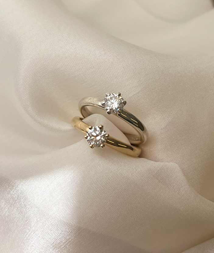 0.5ct Claw-Set Solitaire in white and yellow gold