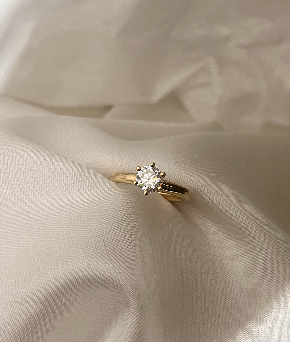 1ct Claw-Set Solitaire Front View Yellow Gold