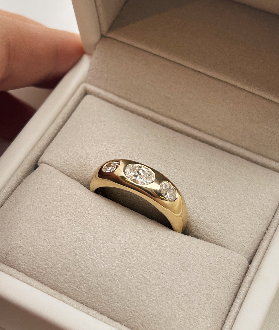 Oval Diamond Wide Organic Trilogy Ring
