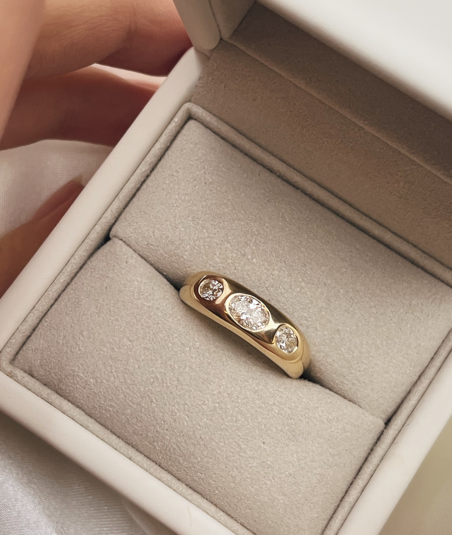 Oval Diamond Wide Organic Trilogy Ring