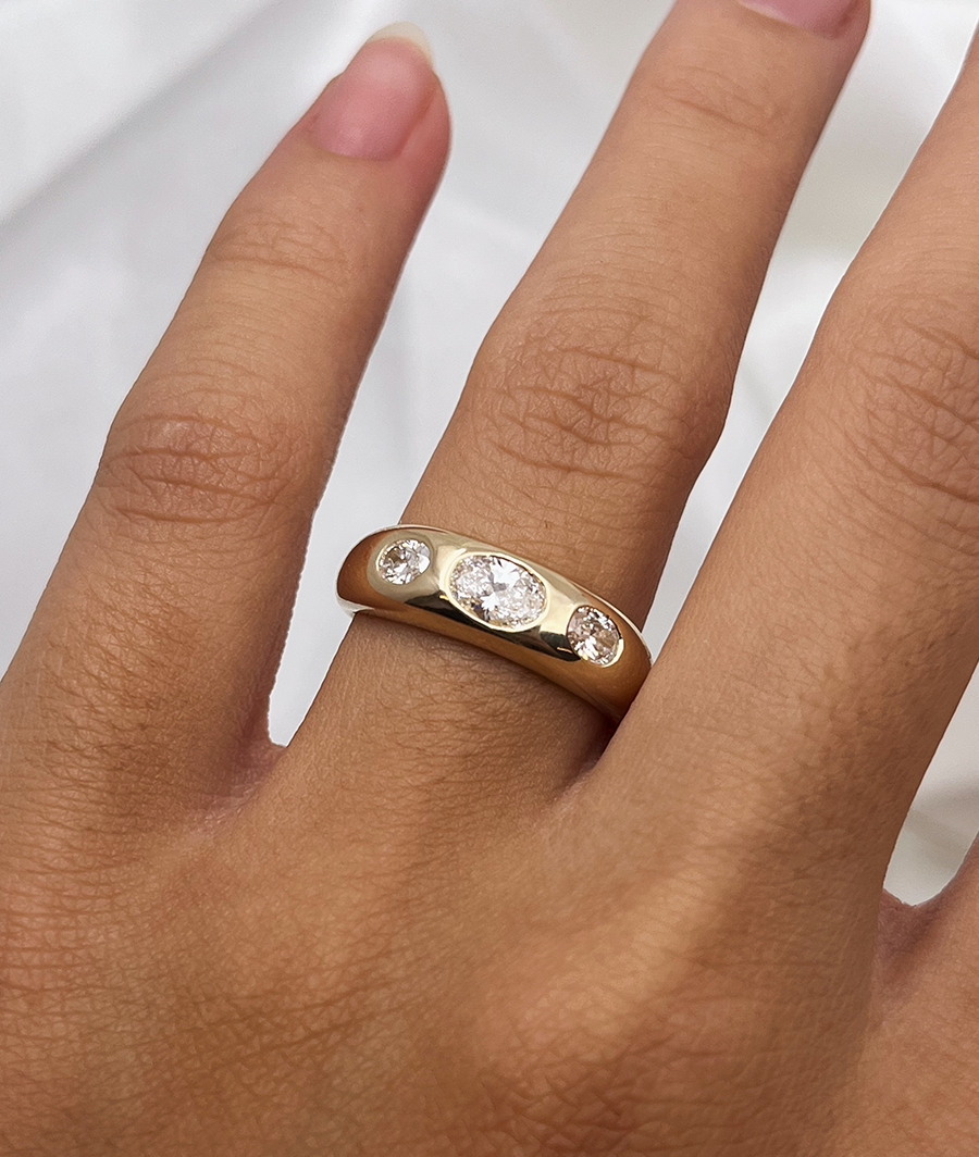 Oval Diamond Wide Organic Trilogy Ring