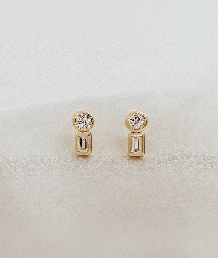 Relique Round & Baguette Studs
