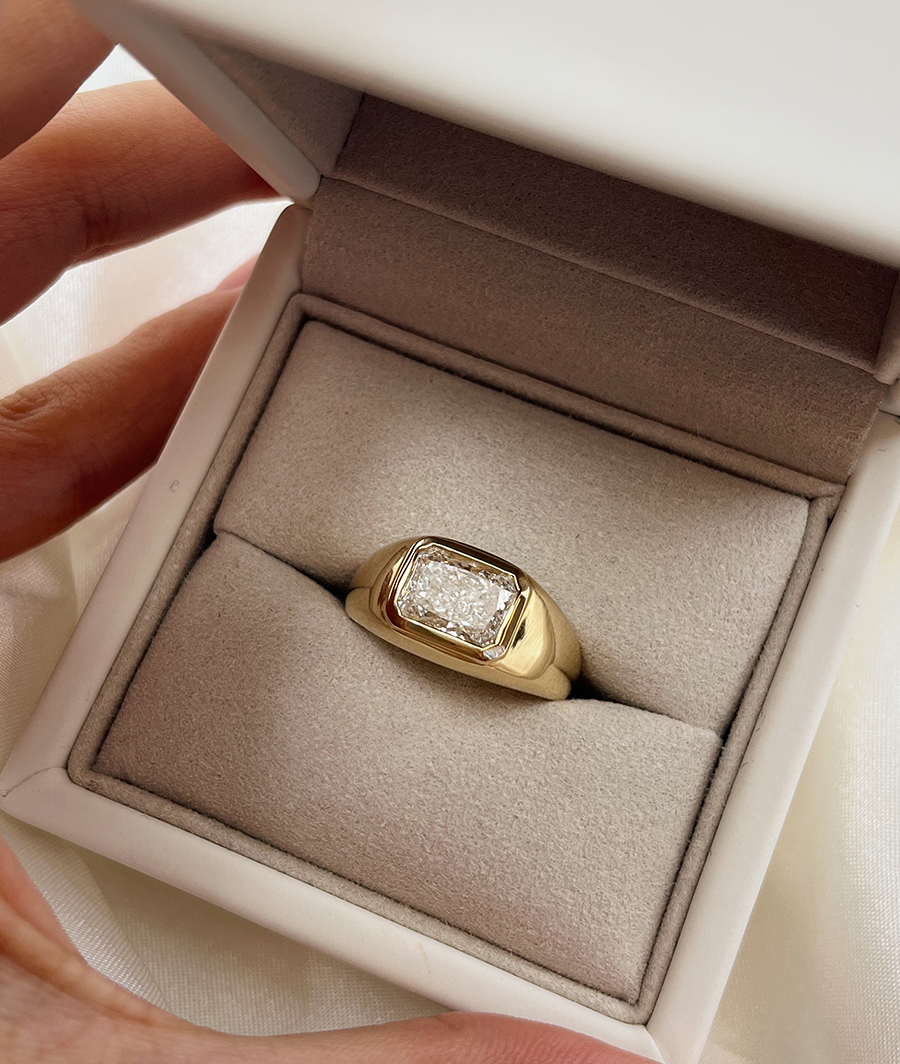 Bezel Set Radiant Diamond Jupiter Ring