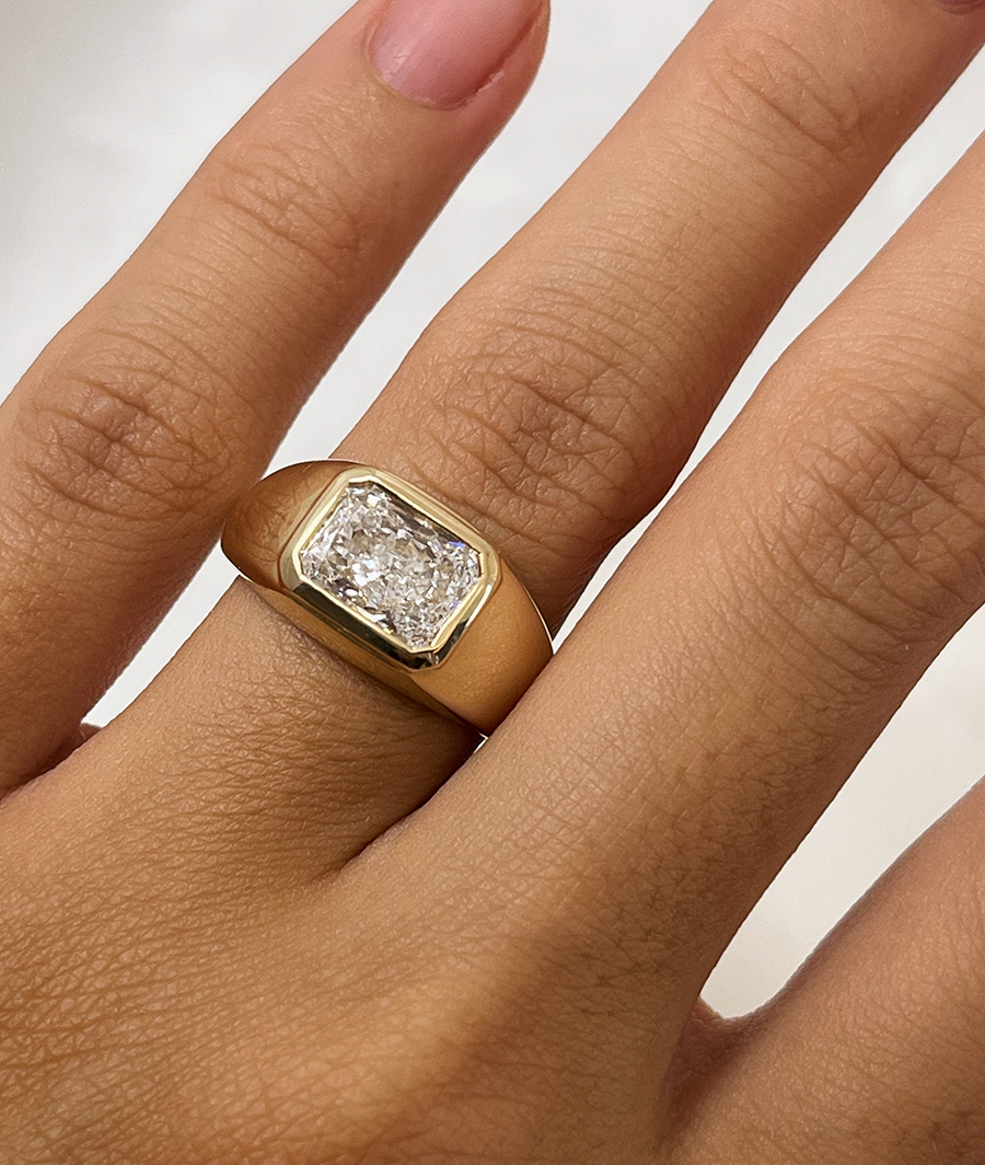 Bezel Set Radiant Diamond Jupiter Ring