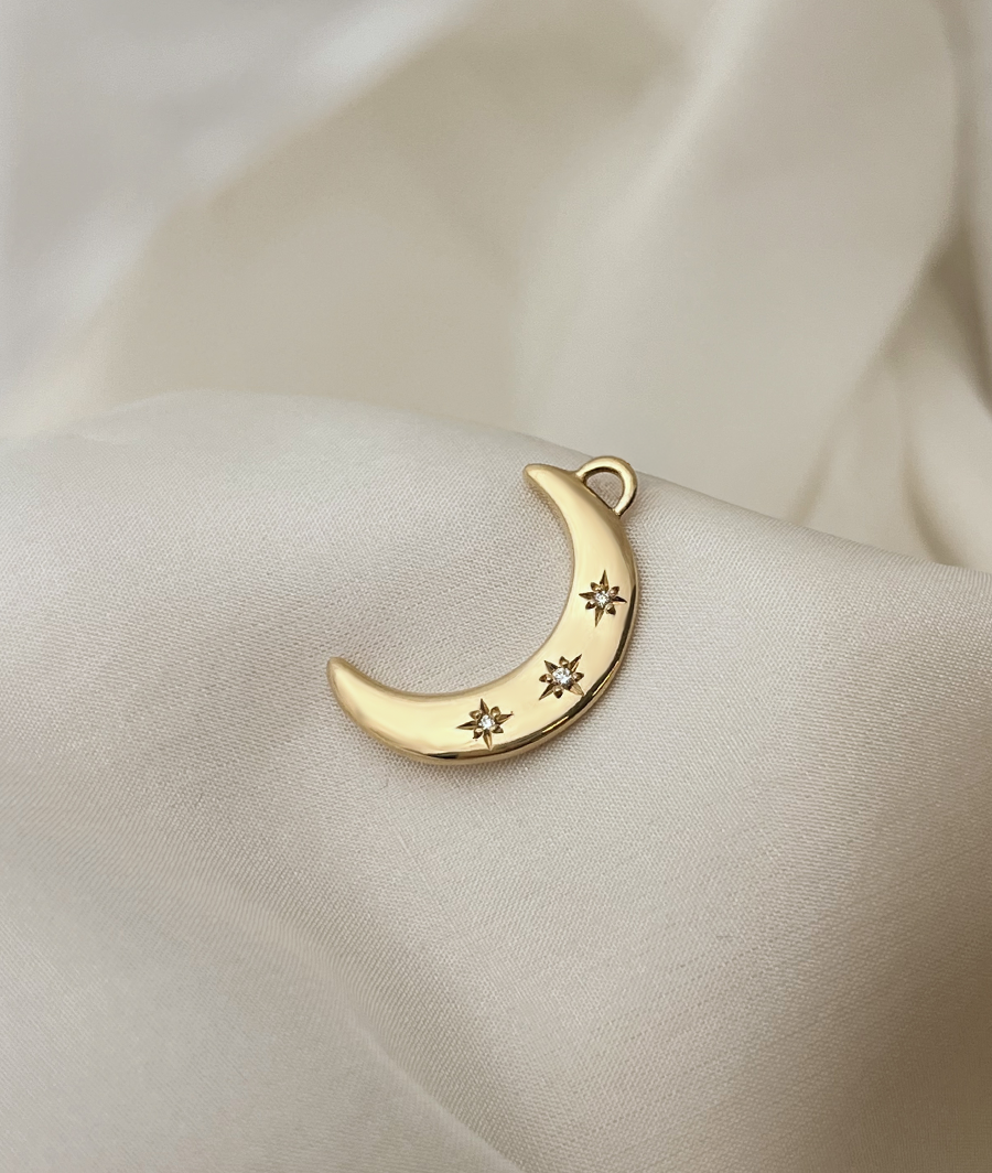 Crescent Moon & Stars Pendant (without chain)