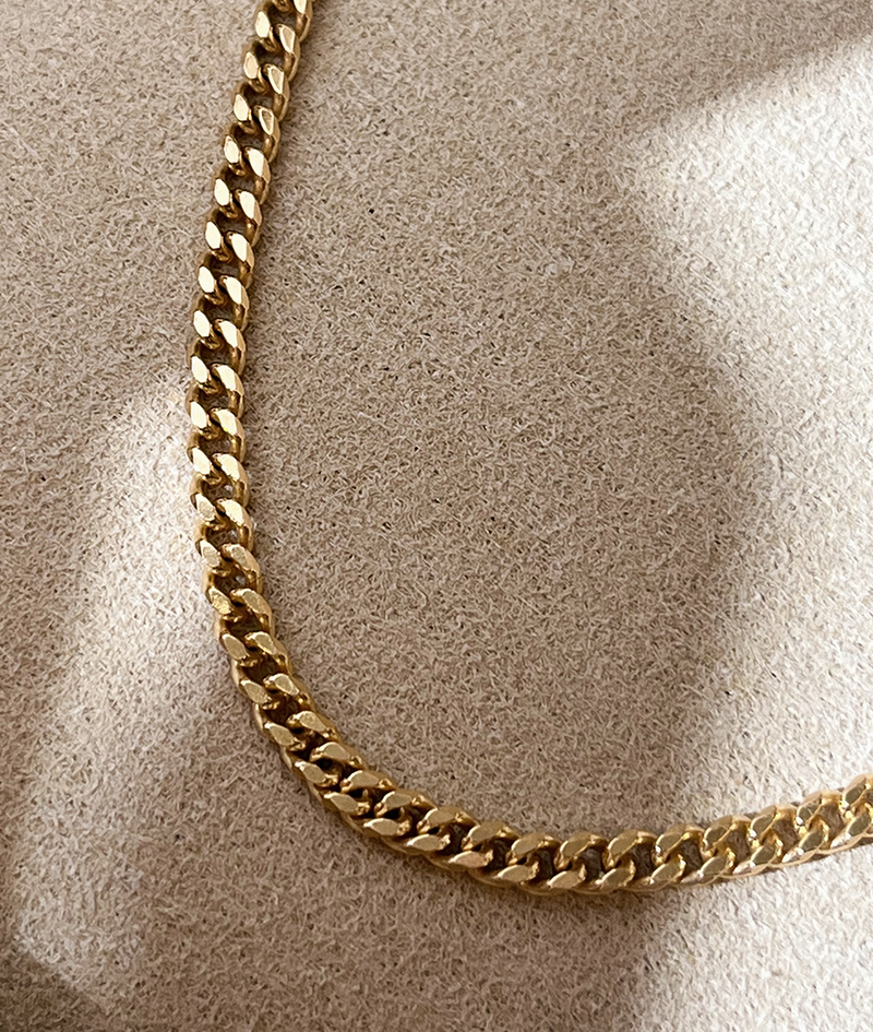 Solid Gold Curb Chain Necklace