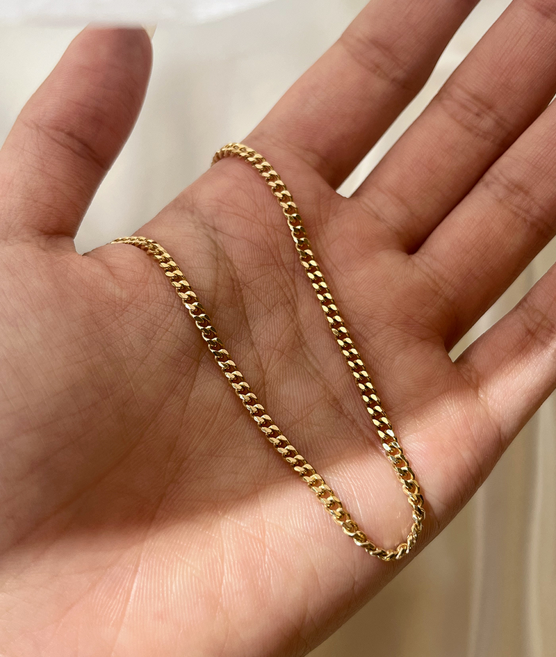 Solid Gold Curb Chain Necklace