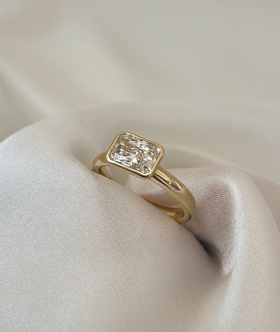 East-West Radiant Diamond Solitaire