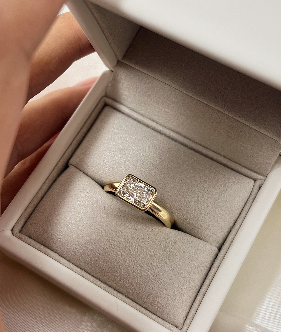 East-West Radiant Diamond Solitaire