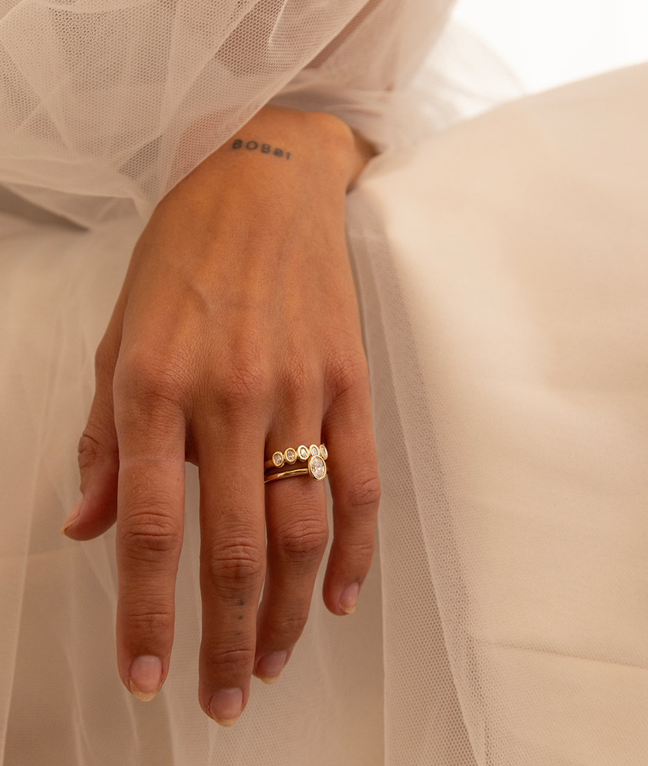 Hand carved bezel set Solitaire ring, cast in solid Gold. Handcrafted to order in Sydney Australia. Minimal Diamond Engagement ring ideal for stacking with other bands. Custom engagement and wedding rings.