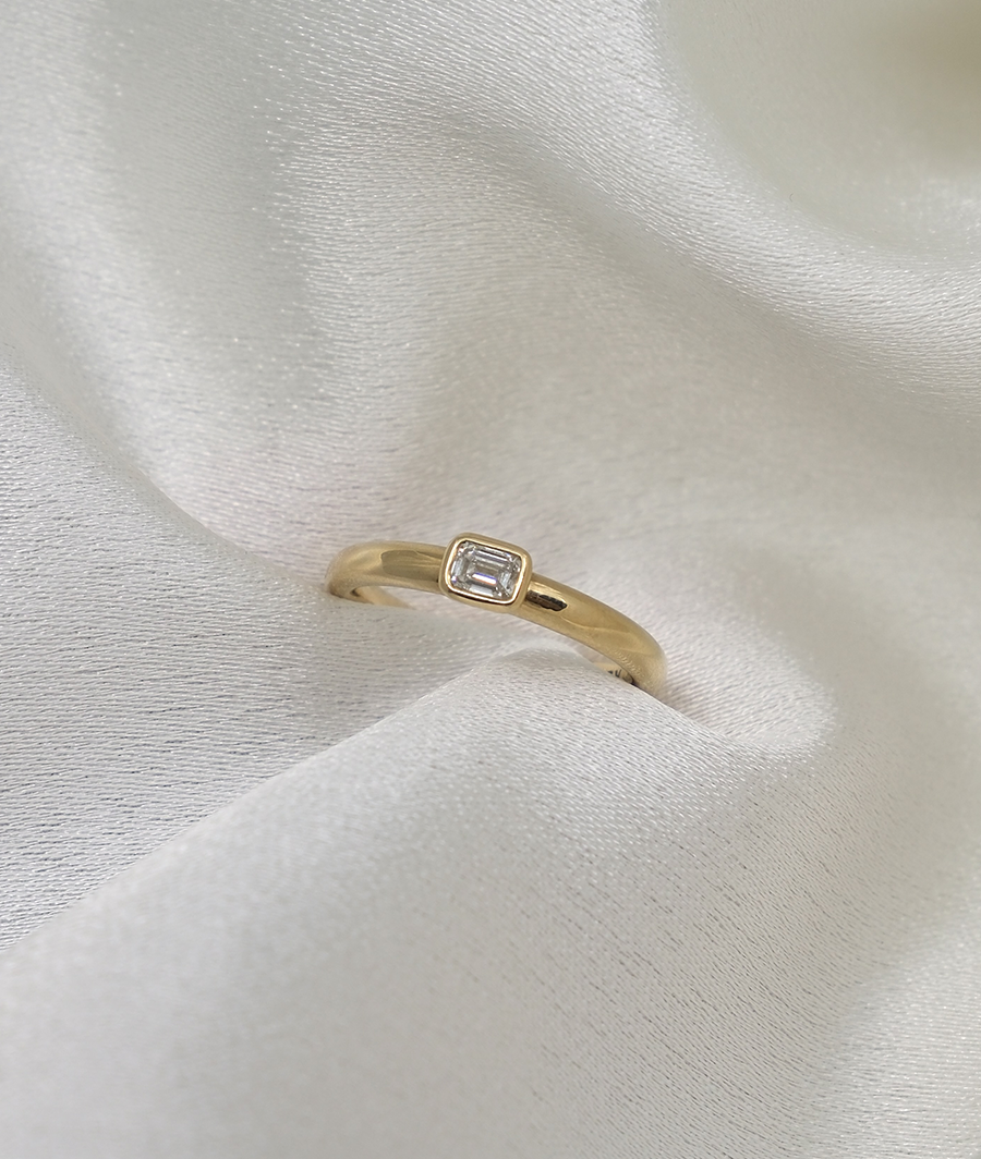 Emerald Cut Diamond Mini Solitaire