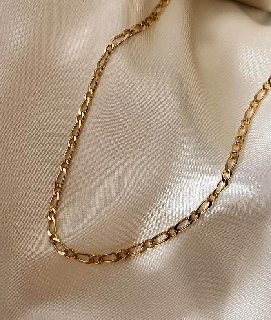 Solid Gold Figaro Chain Necklace