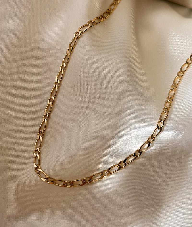 Solid Gold Figaro Chain Necklace