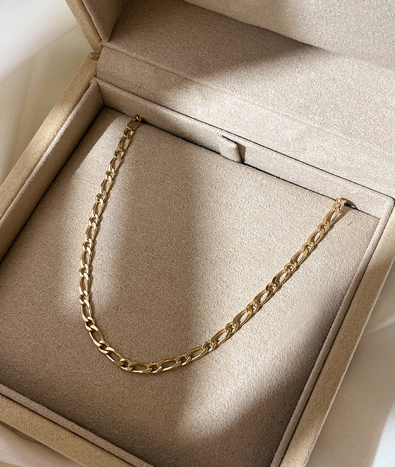 Solid Gold Figaro Chain Necklace