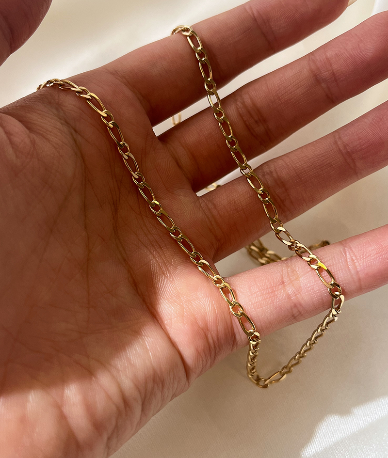 Solid Gold Figaro Chain Necklace