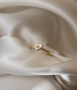 Gold Heart Ring with Star Set Diamond