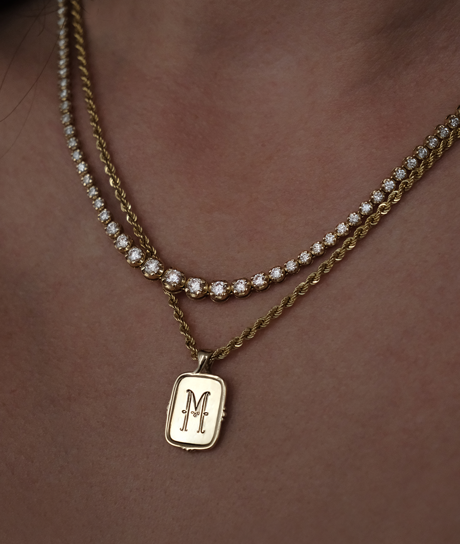Frame Pendant with Initial | No Chain