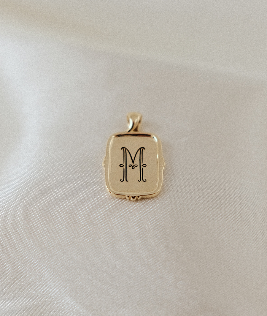 Frame Pendant with Initial | No Chain