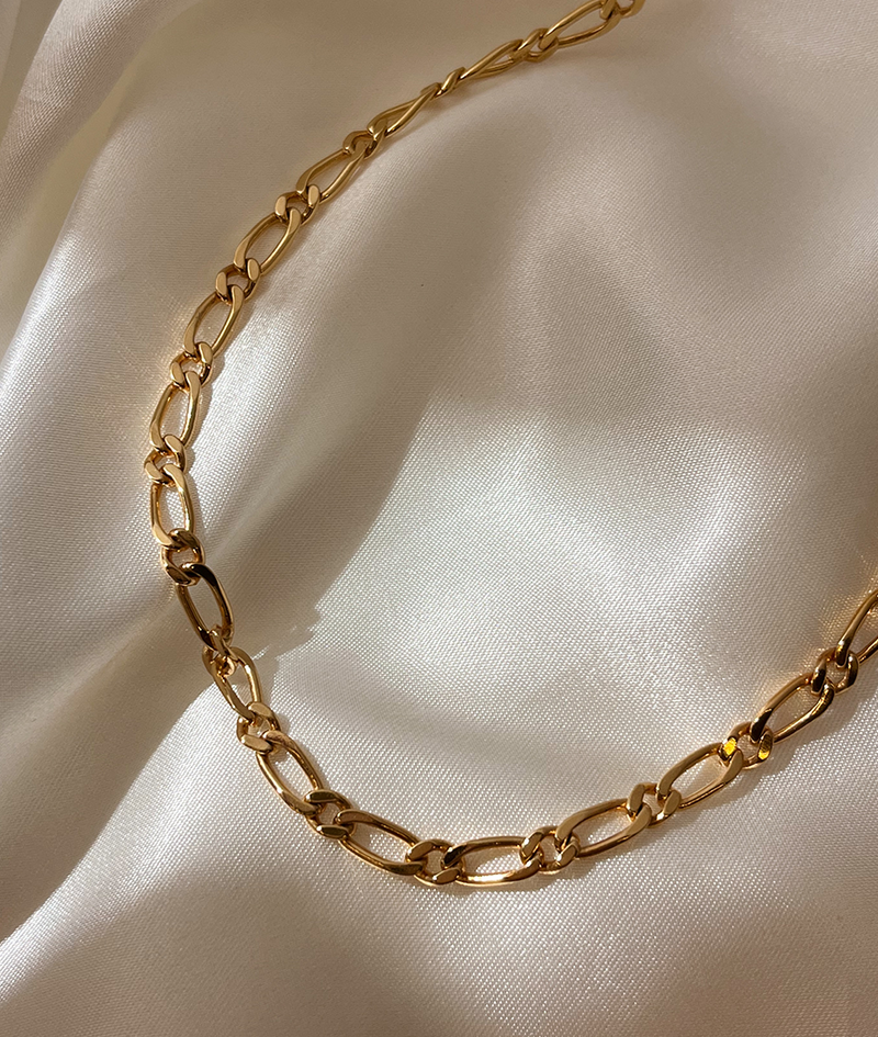 Solid Gold Large Figaro Chain Necklace