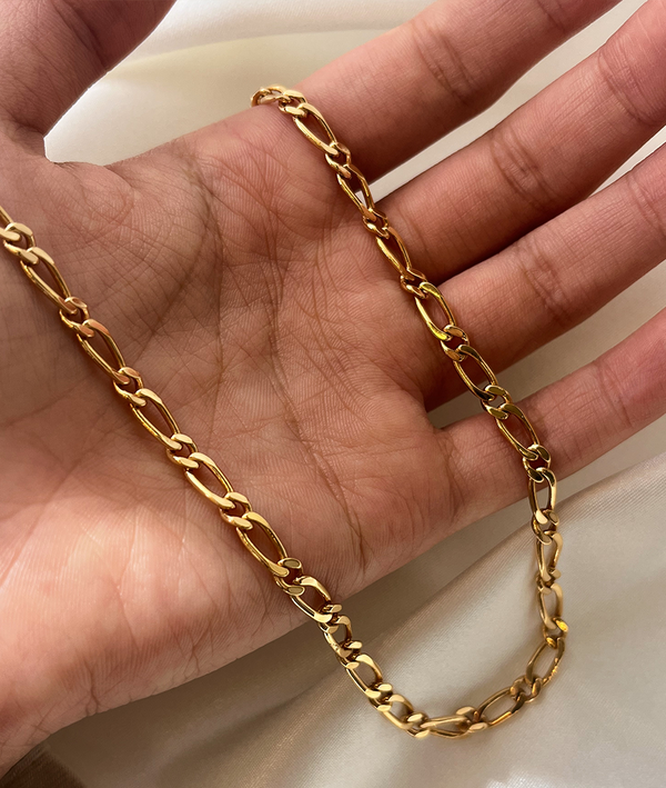 Solid Gold Large Figaro Chain Necklace