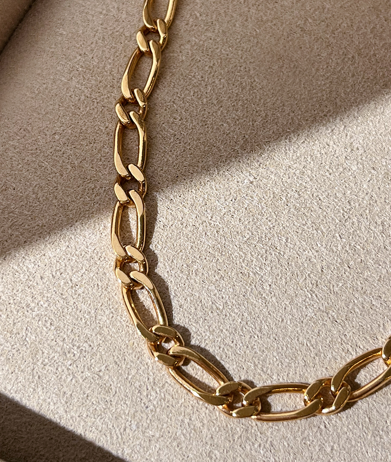 Solid Gold Large Figaro Chain Necklace