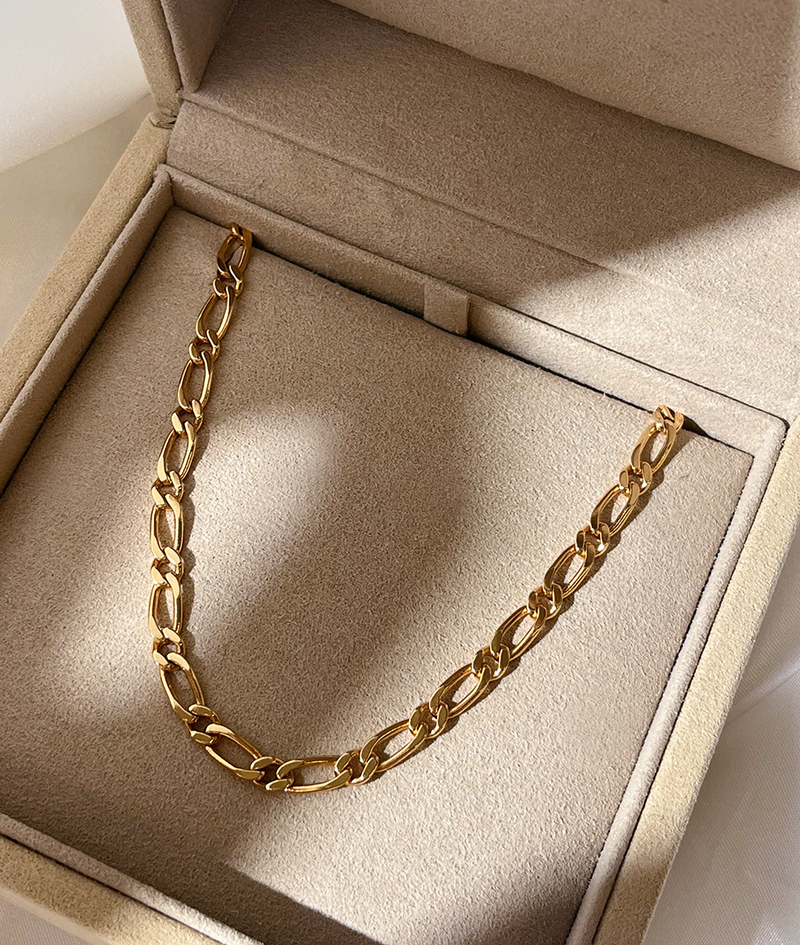 Solid Gold Large Figaro Chain Necklace