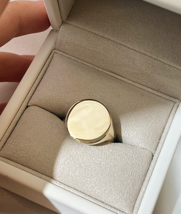 Large Round Solid Gold Signet Ring