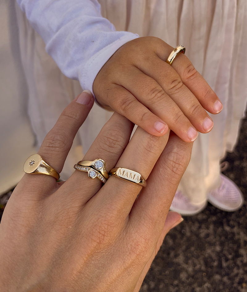 Hand Engraved MAMA Oval Signet ring