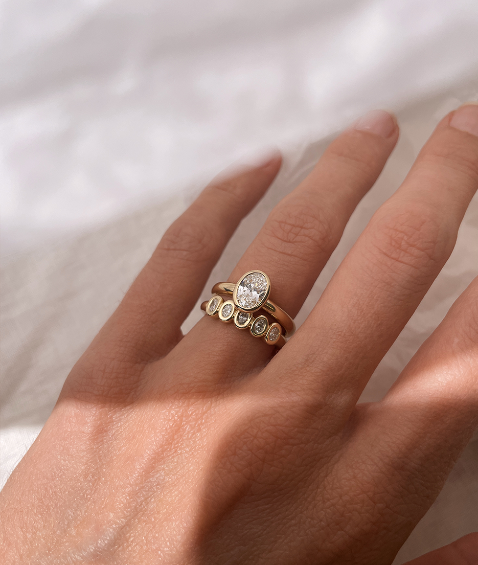 Handmade Mini 5 Suns engagement ring in solid gold. Hand crafted to order in Sydney. Meaningful heirlooms, engagement rings and wedding bands for the Modern bride. Conscious jewellery.