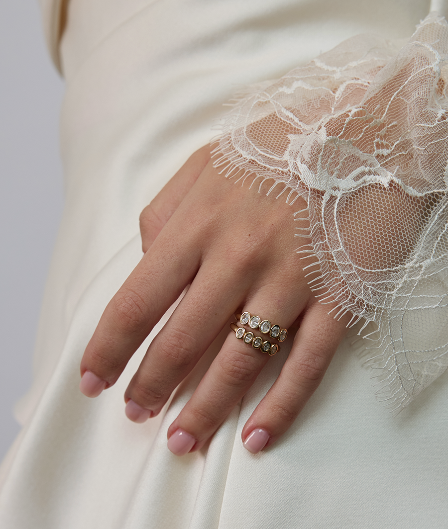 Oval Diamond Suns Ring