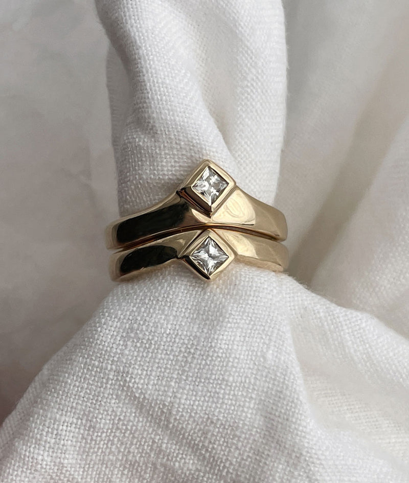 Princess Diamond Monte & Valle ring pair