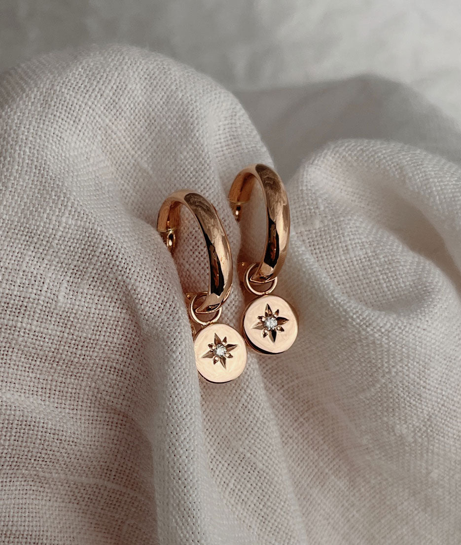 Tiny True North Hoop earrings