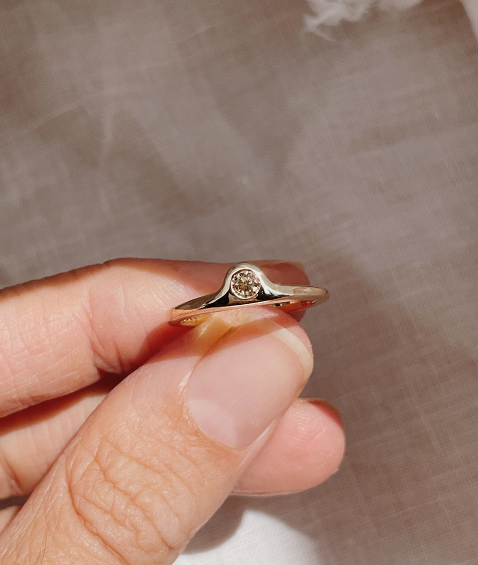 Champagne Diamond Mini Luna Ring
