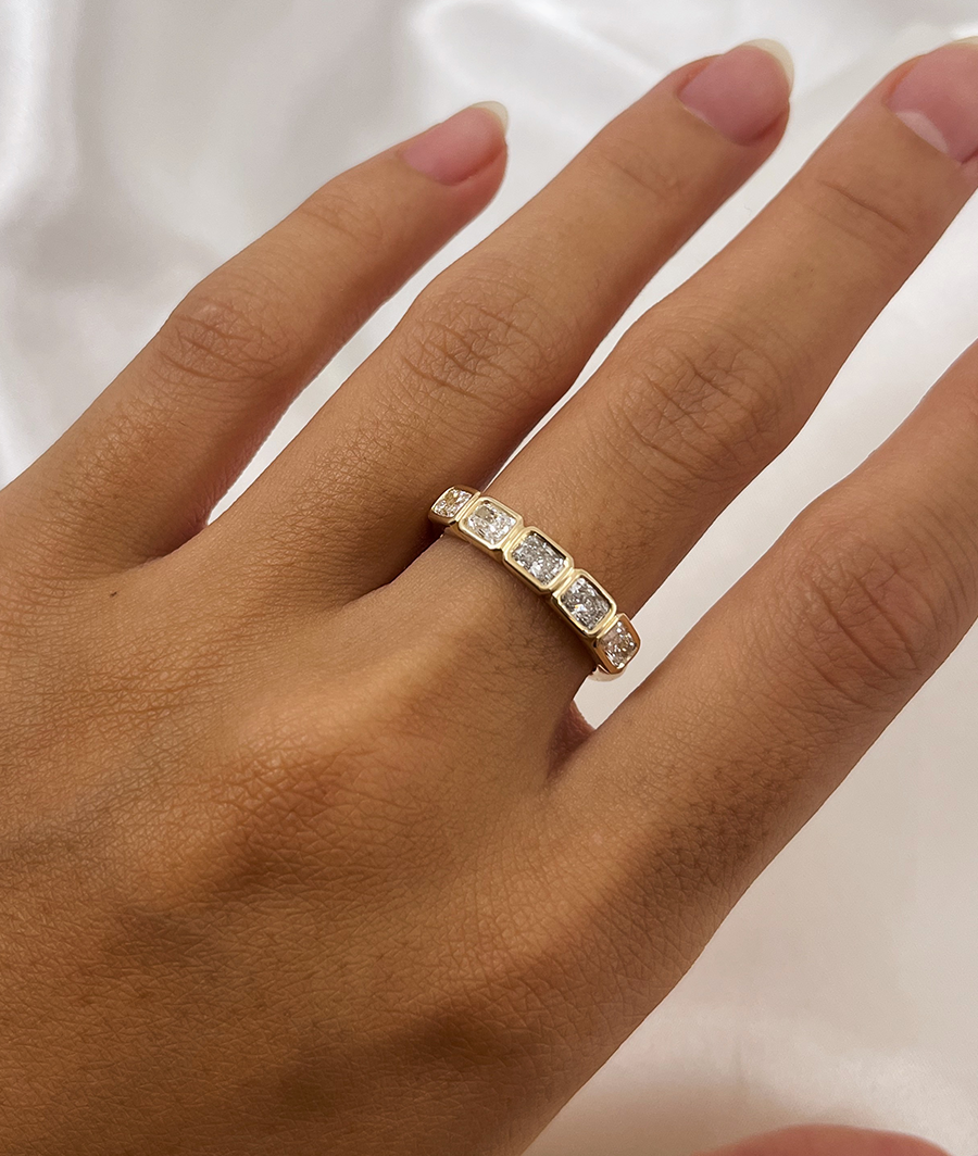 Radiant Diamond Band On Hand