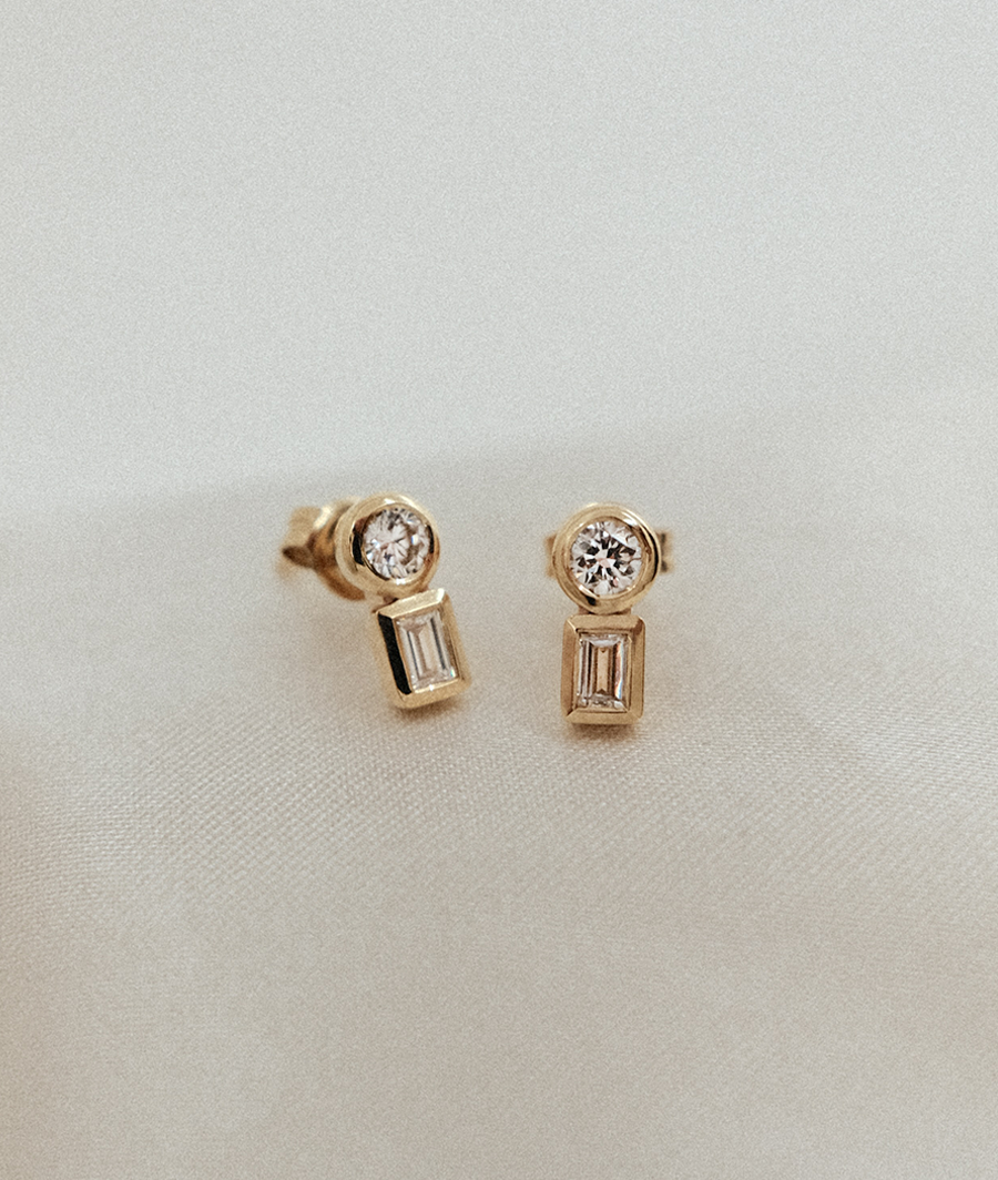 Relique Round & Baguette Studs