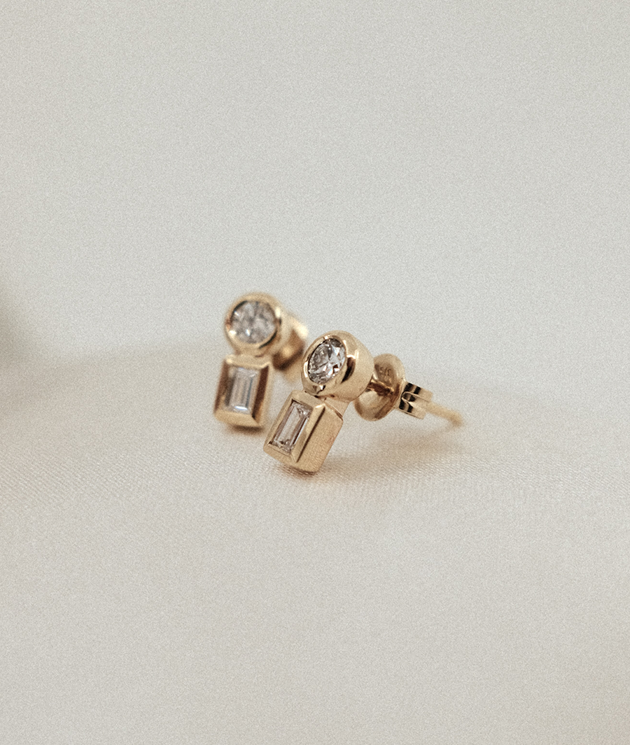 Relique Round & Baguette Studs