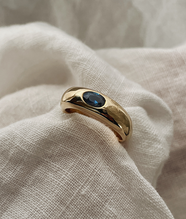 SapphireOvalWideOrganicRing
