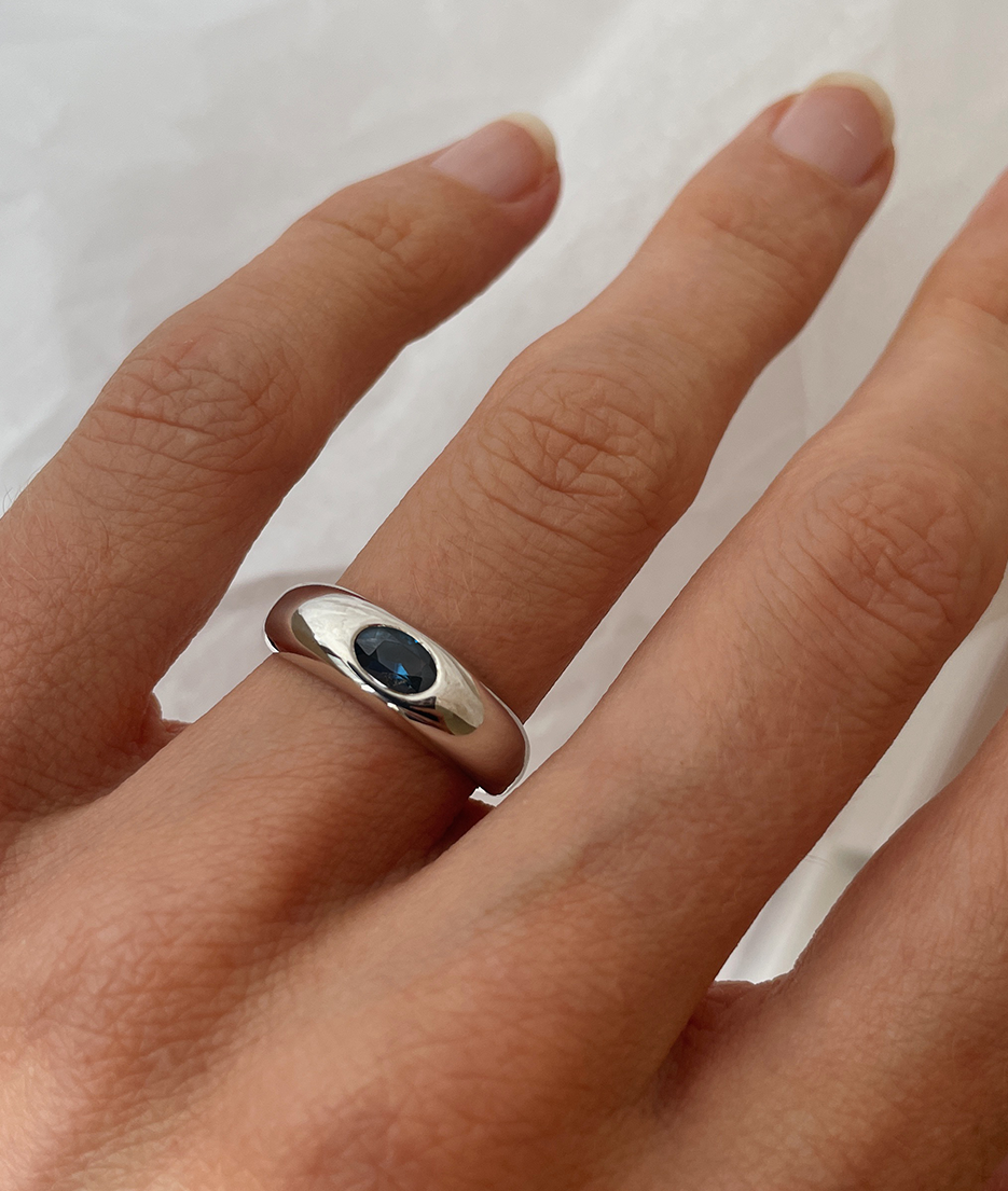 SapphireOvalWideOrganicRing