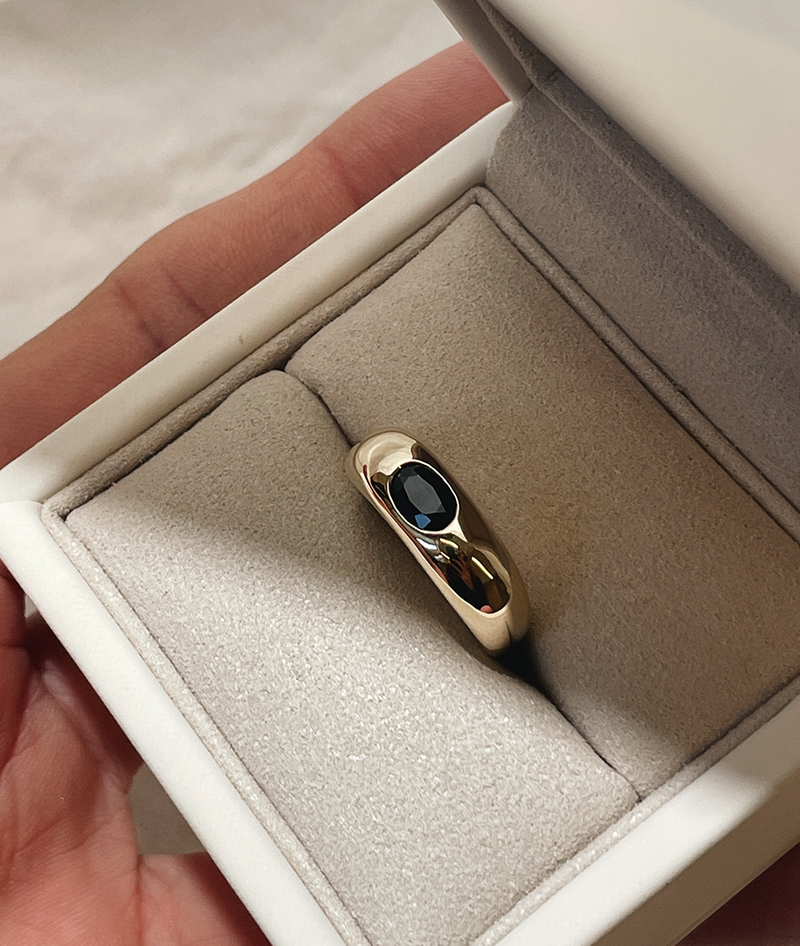 Sapphire Oval Wide Organic Ring