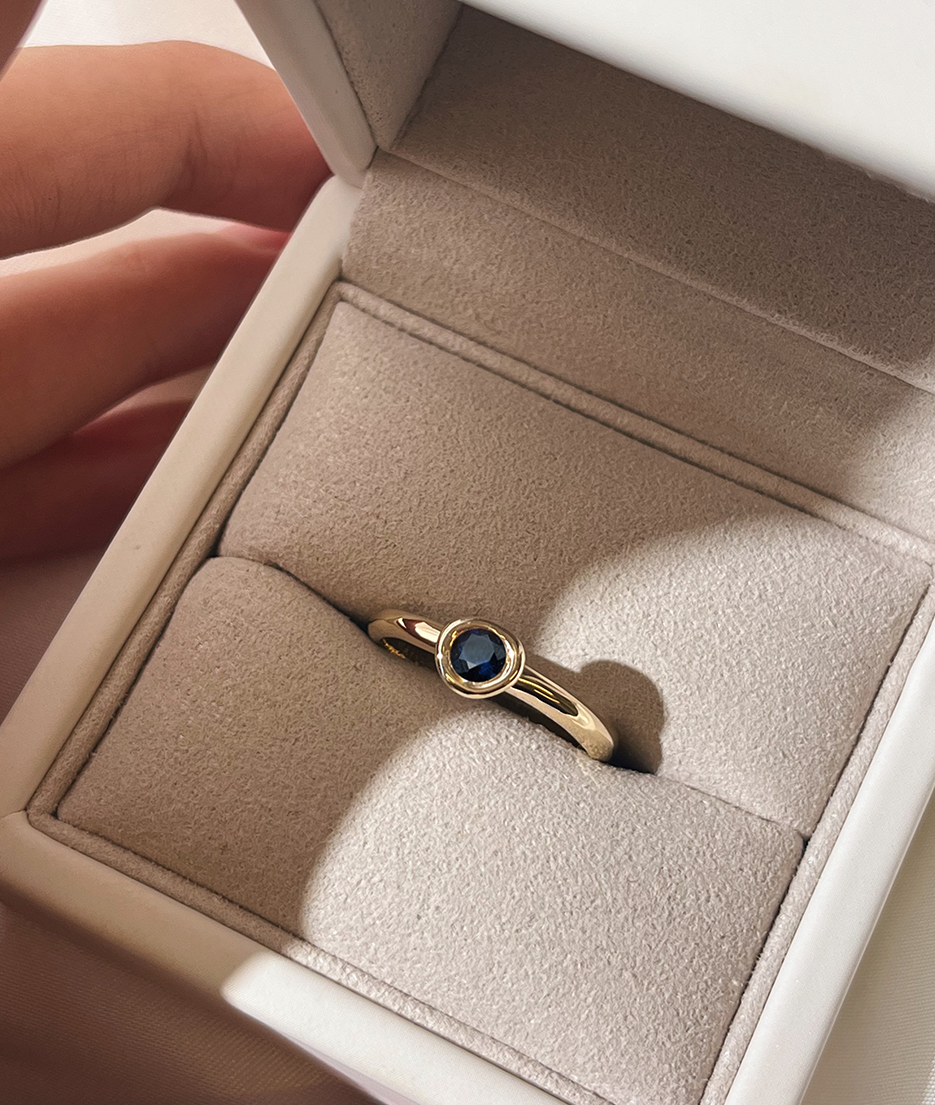Sapphire Pebble Ring In Box