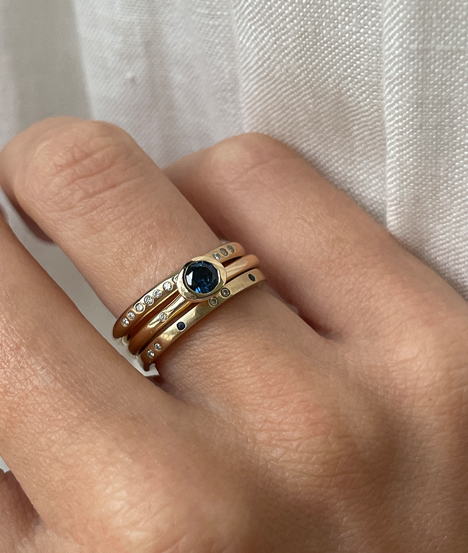 Sapphire Pebble Ring In Stack