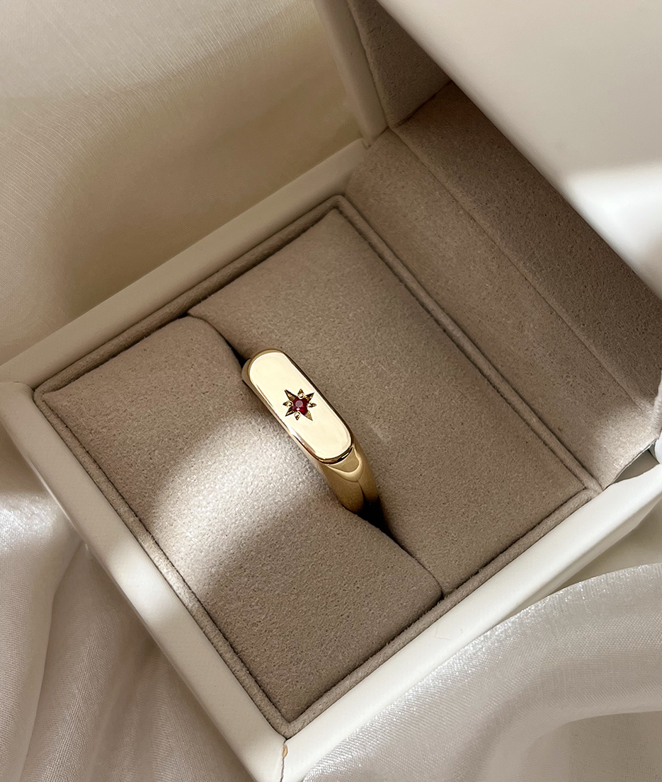 Star-set Long Signet Ring