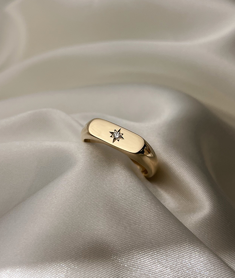 Men's Star-set Long Signet